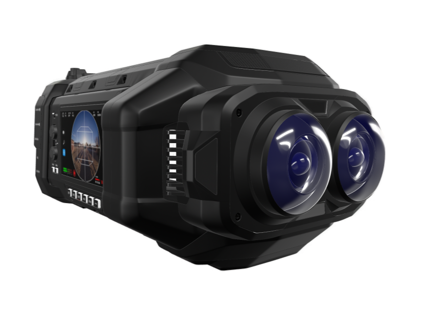 Blackmagic URSA Cine Immersive camera 3D model showing the dual-lens front and camera body